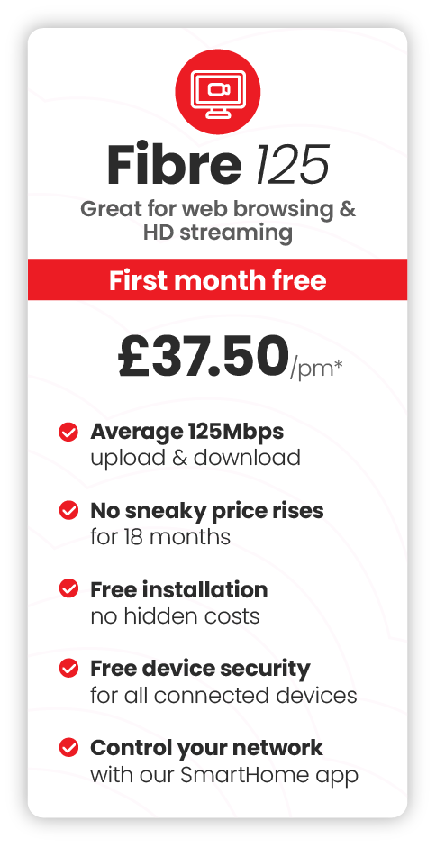 Connexin Fibre 125 Broadband Package: Experience hyperfast gigabit speeds perfect for streaming, gaming, and downloading